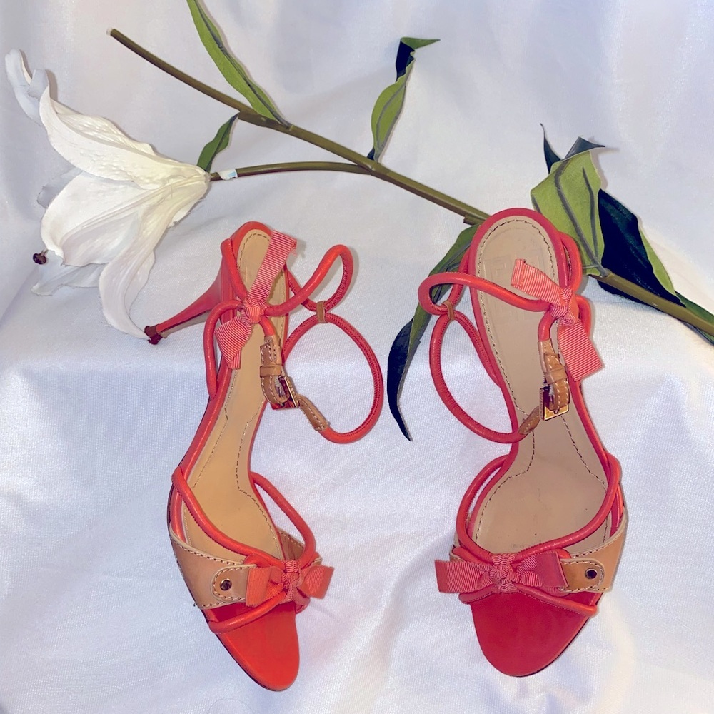 Givenchy Rossmoda   Leather Coral  Bow Slingback’s